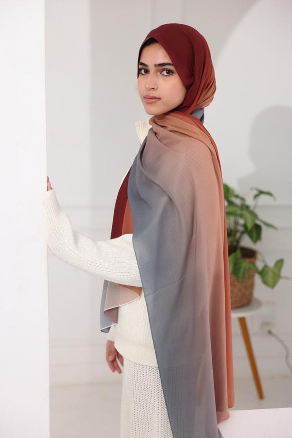 Chiffon Gradient Scarf – Ember Dusk