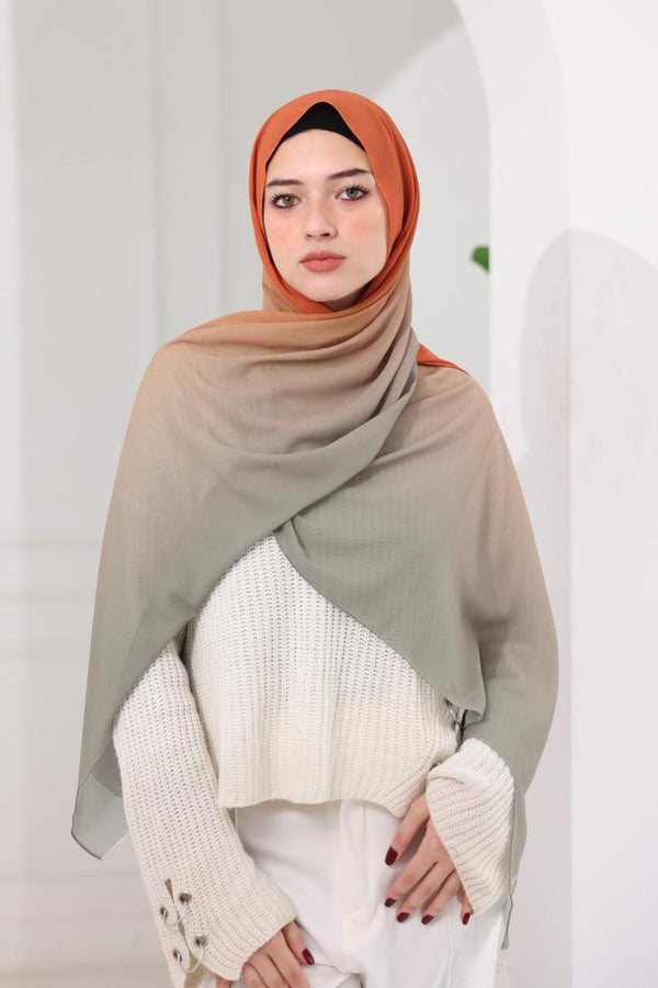 Chiffon Gradient Scarf – Autumn Clay