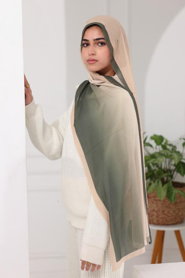 Chiffon Gradient Scarf – Olive Sand