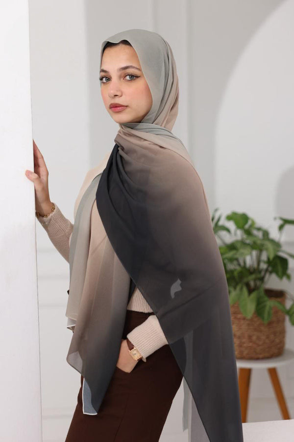 Chiffon Gradient Scarf – Smoky Sand