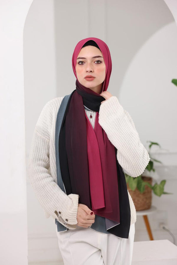 Chiffon Gradient Scarf – Crimson Eclipse