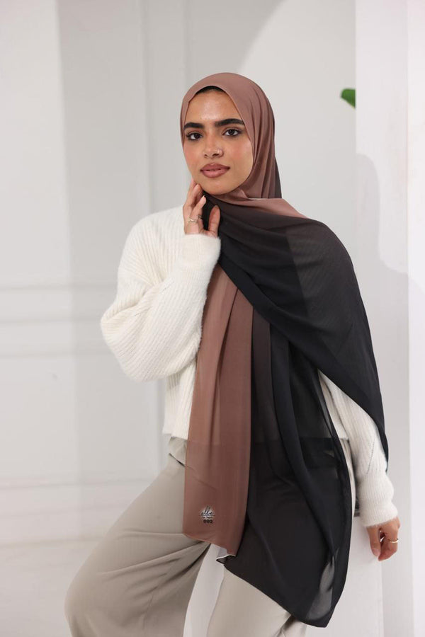 Chiffon Gradient Scarf – Mocha Noir