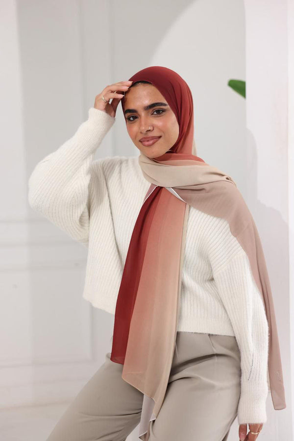 Chiffon Gradient Scarf – Cinnamon Sands