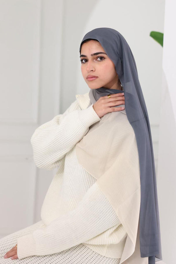 Chiffon Gradient Scarf – Moonlight Grey