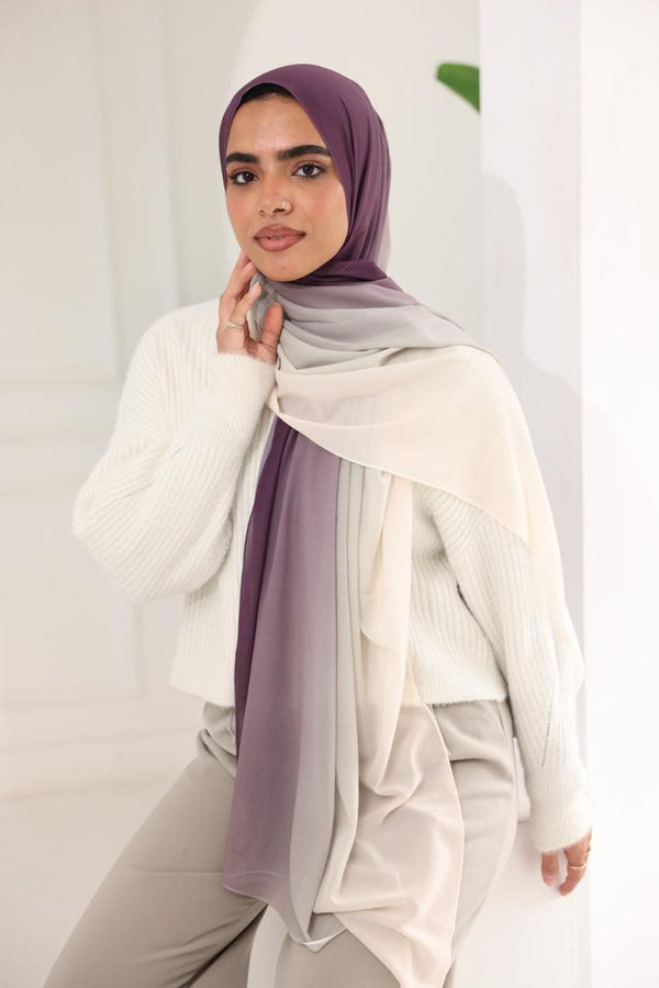 Chiffon Gradient Scarf – Plum Cream