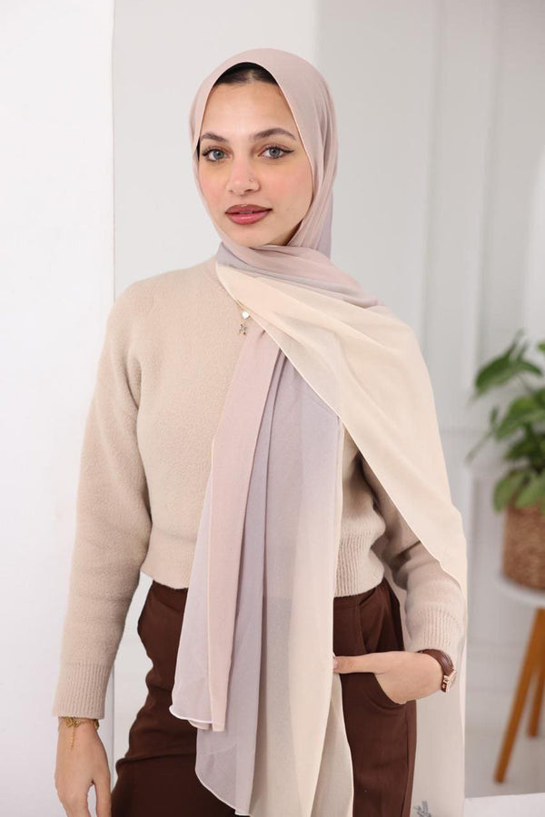 Chiffon Gradient Scarf – Vanilla Rose