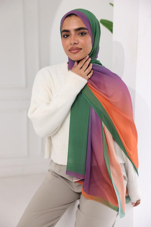 Chiffon Gradient Scarf – Carnival Bloom