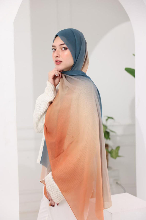 Chiffon Gradient Scarf – Sunset Breeze