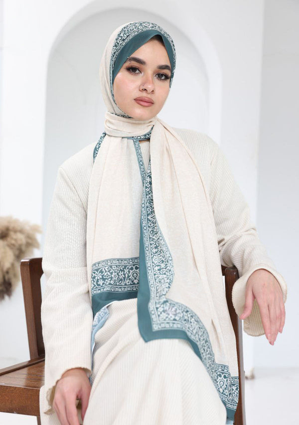 Printed Chiffon Scarf – Emerald Grace