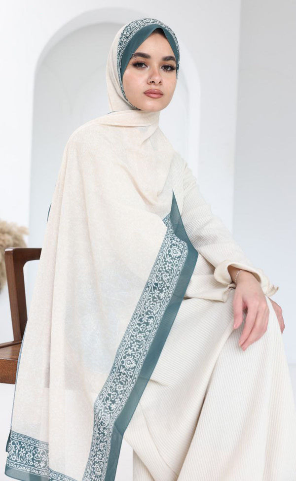 Printed Chiffon Scarf – Emerald Grace