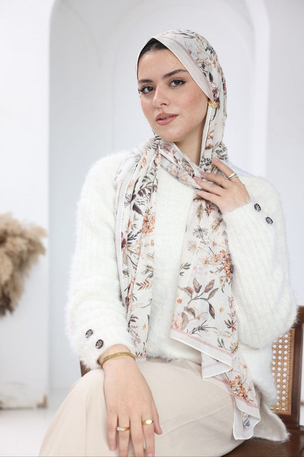 Printed Chiffon Scarf – Bloom Harmony