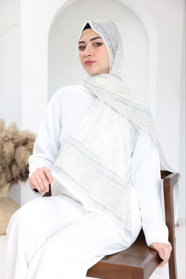 Printed Chiffon Scarf – Frosted Pearl