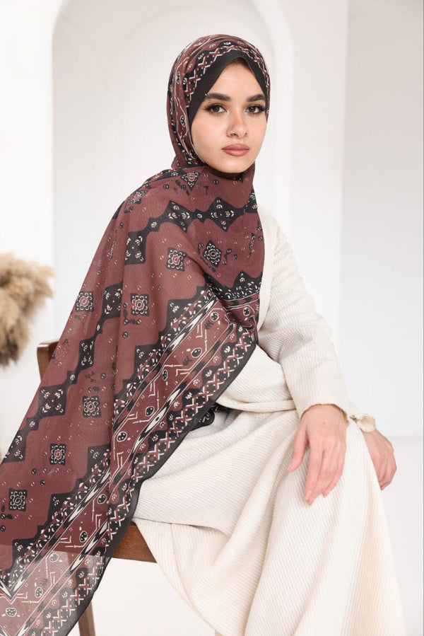 Printed Chiffon Scarf – Desert Rose