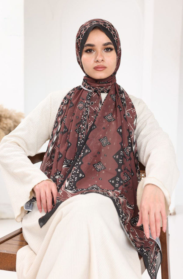 Printed Chiffon Scarf – Desert Rose