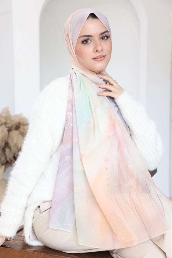 Printed Chiffon Scarf – Blossom Mist