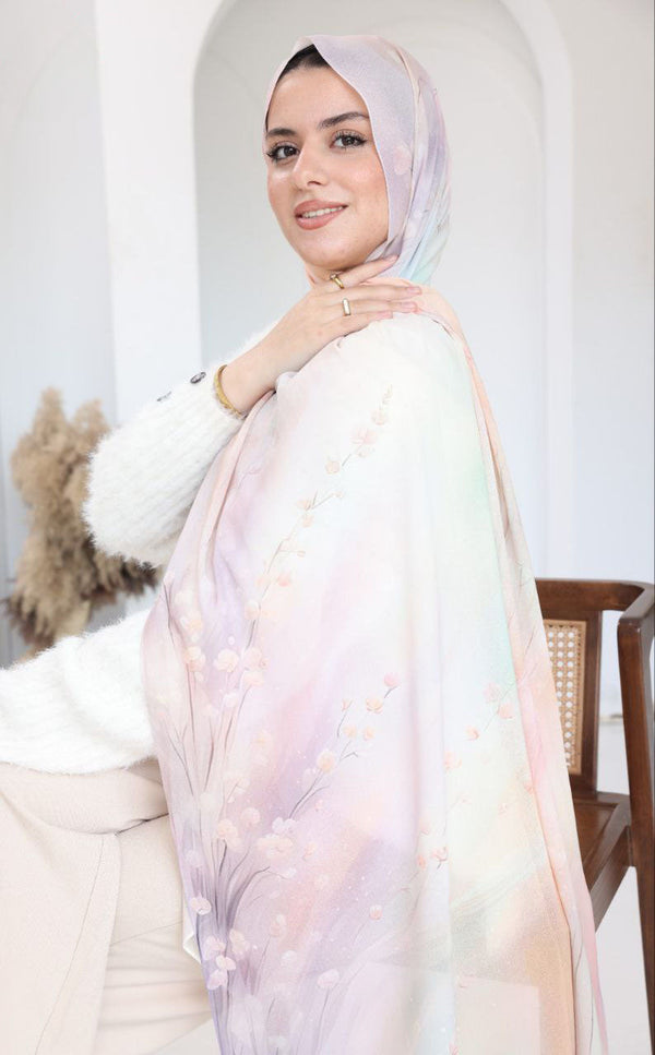 Printed Chiffon Scarf – Blossom Mist