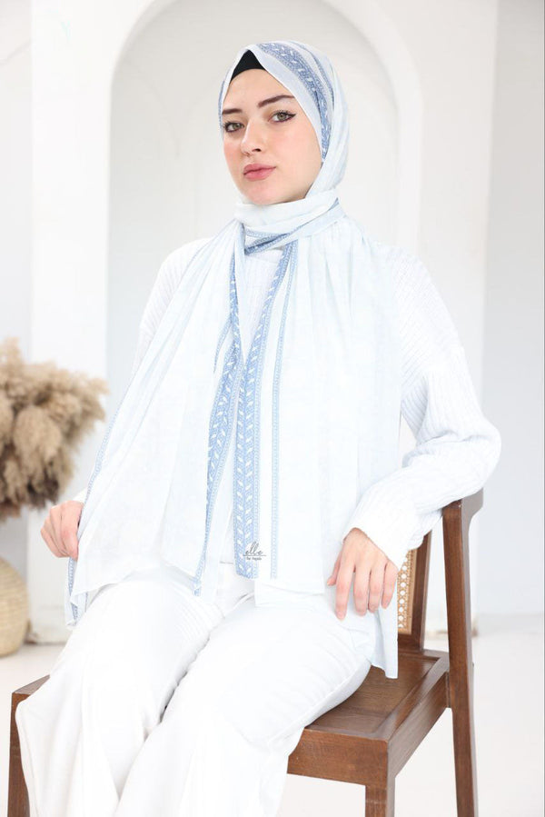 Printed Chiffon Scarf – Sky Lace