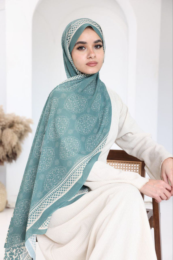 Printed Chiffon Scarf – Jade Bloom