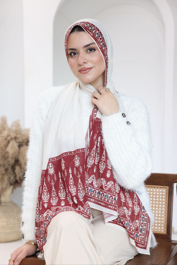 Printed Chiffon Scarf – Ruby Ivory