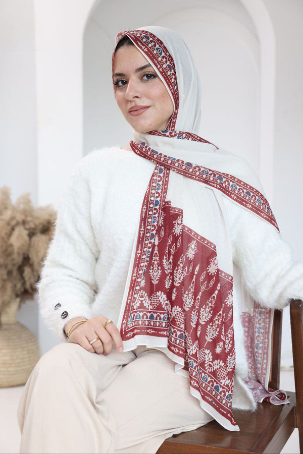 Printed Chiffon Scarf – Ruby Ivory