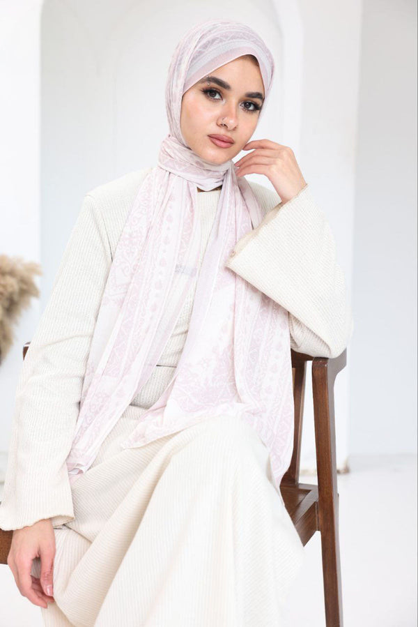 Printed Chiffon Scarf – Blush Elegance