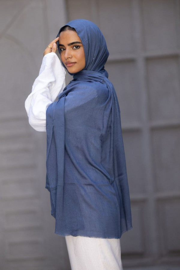 Cotton Sponge Scarf – Steel Blue