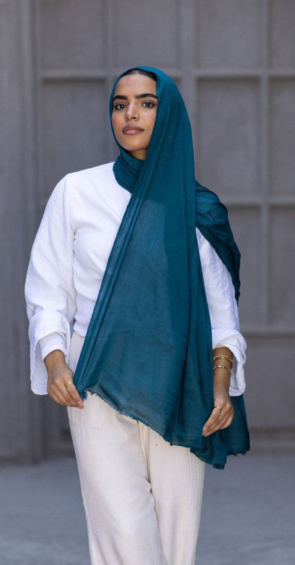 Cotton Sponge Scarf – Teal Green