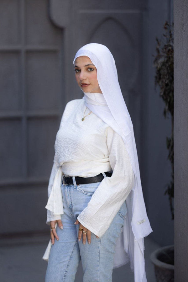 Cotton Sponge Scarf – Pure White