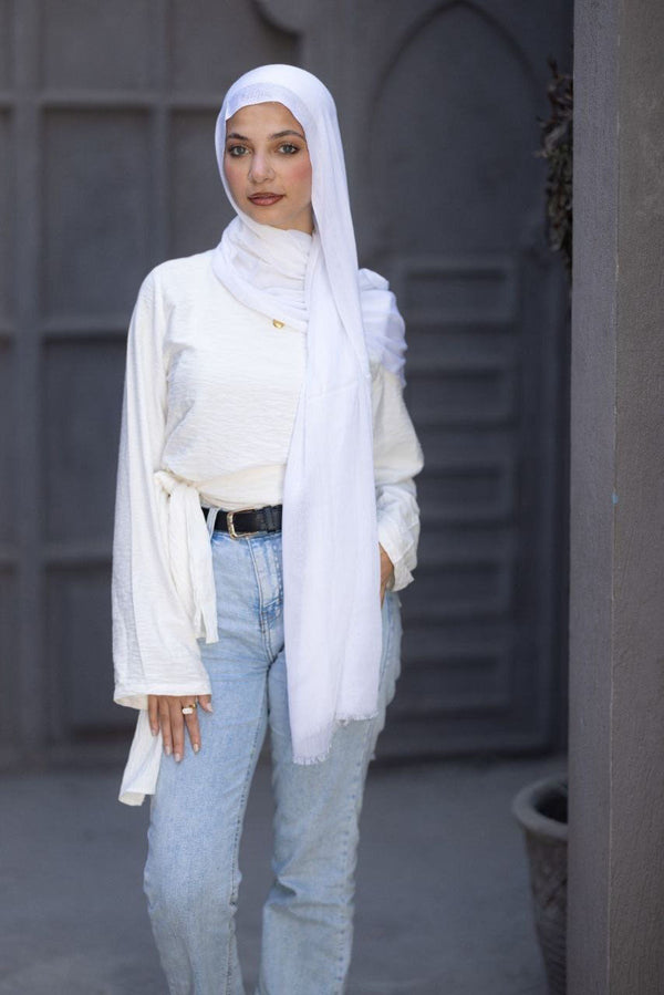 Cotton Sponge Scarf – Pure White