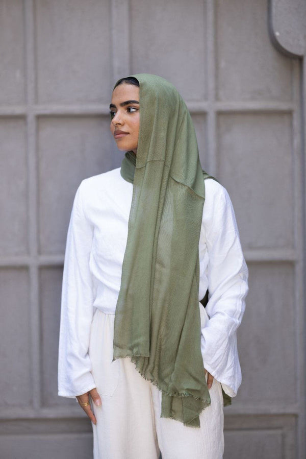 Cotton Sponge Scarf – Olive Green (Zeity)